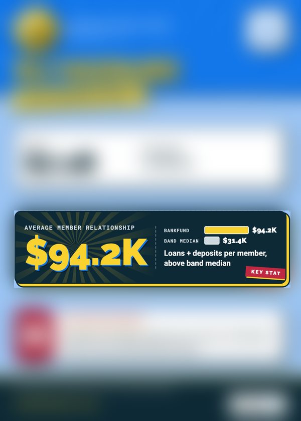 Bankfund card, back with most stats hidden